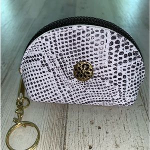 Handmade, super cute, gray and white genuine leather coin purse